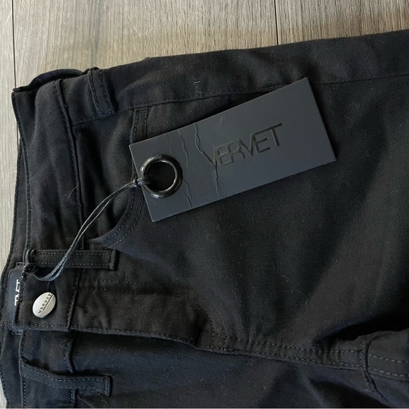 New Vervet Black Womens Crop Skinny Fit Fringe Hem Jeans Size 24 Stretch - Picture 2 of 10